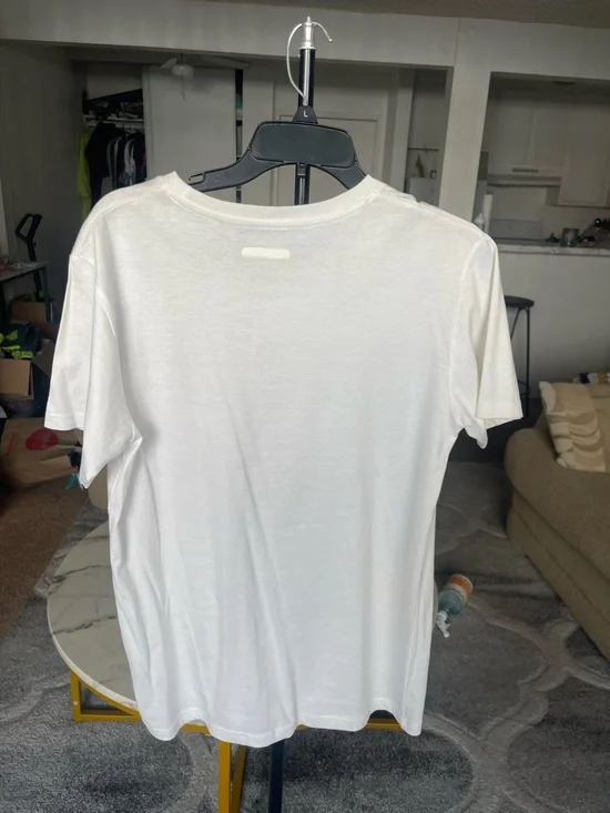 Aike White African Wax Print Stripe Graphic Tee | Size L - Picture 8 of 8